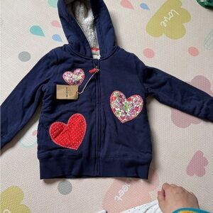 Boden Navy Hoodie with Heart Accents